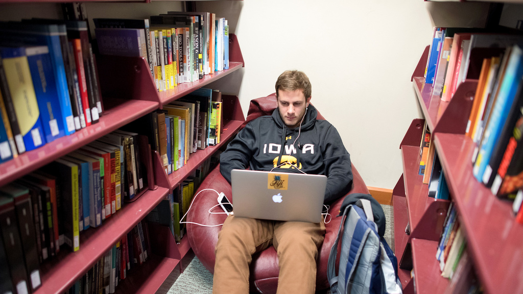 Students can find a variety of quiet spaces in campus buildings to study alone, or with partners.